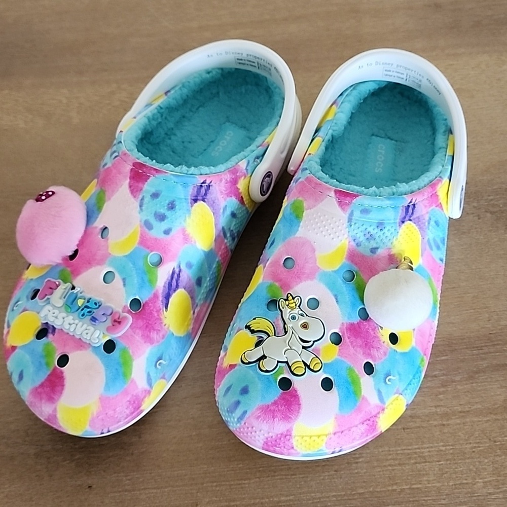 Disney x Crocs Pixar Toy Story Fuzzy Lined Festival Clogs Unicorn Jibbitz - Picture 2 of 9